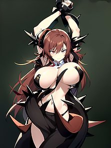 Busty anime girls with huge tits in AI art compilation