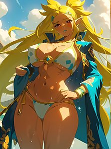 Busty anime girls with huge tits in AI art compilation