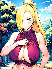 Busty anime girls with huge tits in AI art compilation