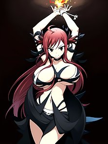 Busty anime girls with huge tits in AI art compilation