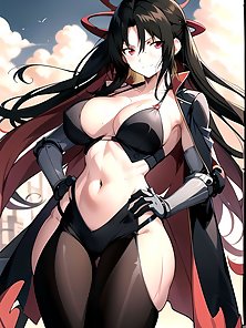 Busty anime girls with huge tits in AI art compilation