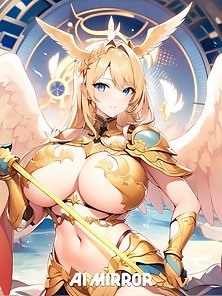 Busty anime girls with huge tits in AI art compilation