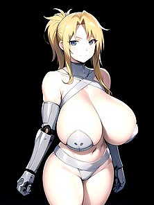 Busty anime girls with huge tits in AI art compilation