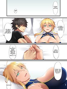 Fate Degenerate Order 8 - Busty Artoria Pendragon gets deep creampie from master