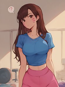 The Porn Door - D.va gets on her knees and sucks all the big cock