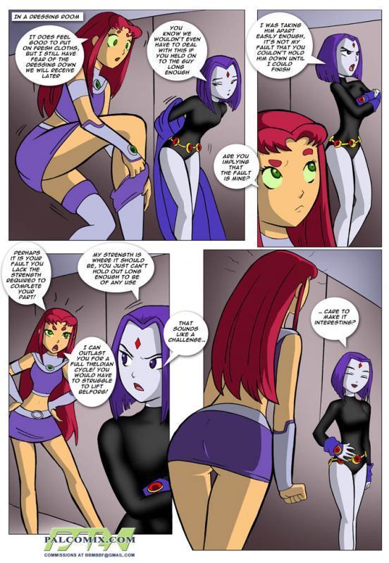 The Blame Game - Starfire and Raven spank their lesbian asses hard - 13  Pics | Hentai City