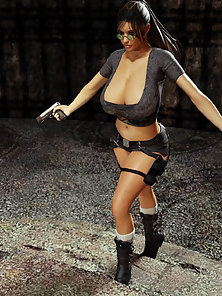 Huge Tits Lara Croft Gets Mouth Drilled Hard by a Fat Vampire Cock