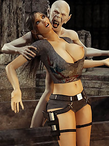 Huge Tits Lara Croft Gets Mouth Drilled Hard by a Fat Vampire Cock