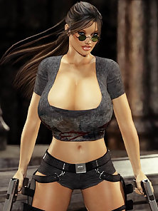 Huge Tits Lara Croft Gets mouth fucked by dungeon monster