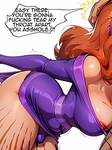 Hot shemale Daphne Blake gets an anal creampie from delinquent student