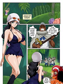 Forest Mission - Nico Robin satifies a big black cock with her round curvy ass
