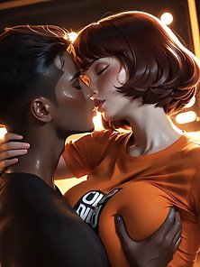 Amazing breasts girl gets a black cock anal creampie