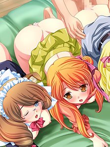 Six sexy maids get fucked and creampied in hot hentai orgy