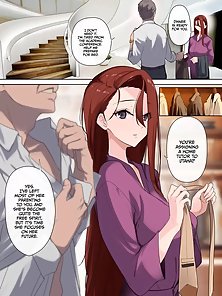 The Virgin Tutor and the Wealthy Whore - Horny hentai housewife cleans off tutor's dick smegma