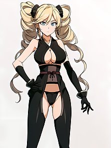 Busty anime warrior girls in sexy outfits - compilation