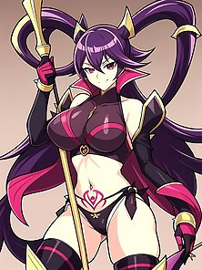 Busty anime warrior girls in sexy outfits - compilation