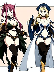 Busty anime warrior girls in sexy outfits - compilation