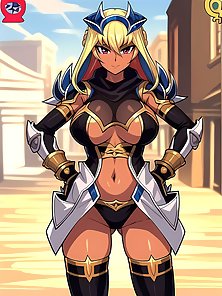 Busty anime warrior girls in sexy outfits - compilation