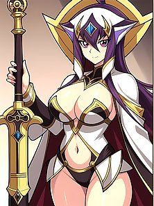 Busty anime warrior girls in sexy outfits - compilation