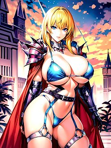 Busty anime warrior girls in sexy outfits - compilation