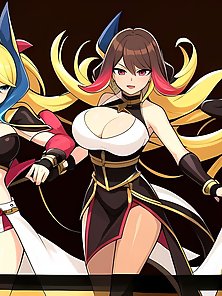 Busty anime warrior girls in sexy outfits - compilation