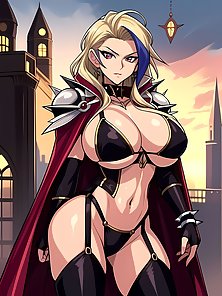 Busty anime warrior girls in sexy outfits - compilation