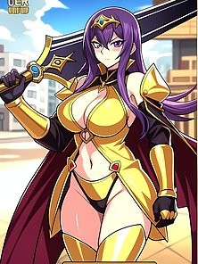 Busty anime warrior girls in sexy outfits - compilation