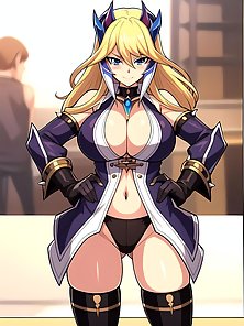 Busty anime warrior girls in sexy outfits - compilation