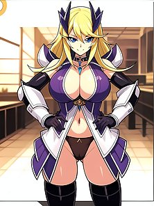 Busty anime warrior girls in sexy outfits - compilation