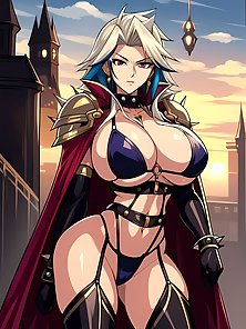 Busty anime warrior girls in sexy outfits - compilation