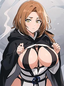 Busty anime girls show off their massive huge tits