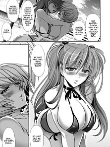 Lovey Dovey Evangelion - Futanari Rei and Asuka have a fuck session on the beach