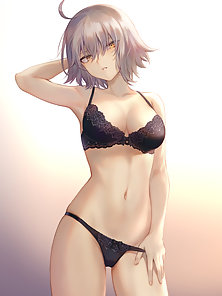 Sexy girls of anime posing in hot lingerie and stockings