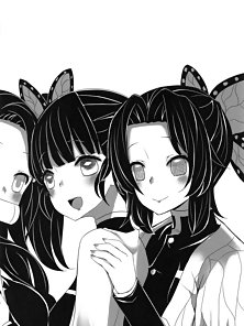 Demon Slayer butterfly girls have a hentai lesbian threesome