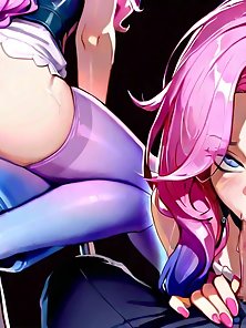 Seraphine from League of Legends gets her round hentai ass fucked