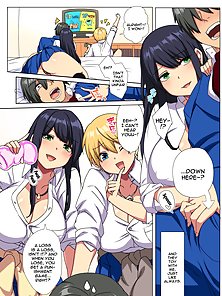 My Big Cock Is Getting Squeezed By Huge Breasted Bitch Gals!! 2 - Busty hentai students in threesome