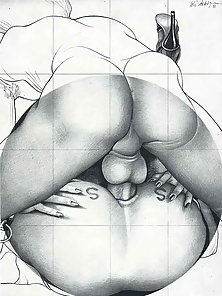 Artistically drawn babes get their pussy stretched and asshole fucked