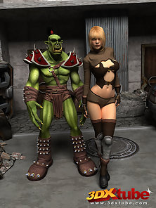 Blonde 3d girl Gets Rammed by warcraft orc - 3d pics