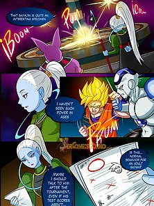 Goku gets his balls drained by Vardos and angel friends in special training