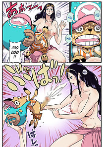 Chopper from One Piece goes crazy and fucks Robin with his beast cock - sex comics