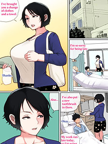 Mom Looks After Me in the Hospital - Hentai milf fucks her son since he can't jerk off