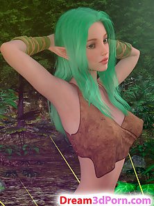 Cute elf is lounging outdoors