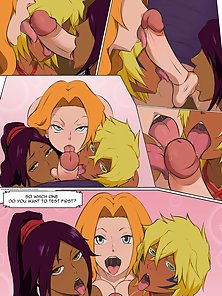 Ichigo gets a blowjob and titty fuck surprise from Rangikyu, Yoruichi and Harribel Ichigo gets a blowjob and titty fuck surprise from Rangikyu, Yoruichi and Harribel