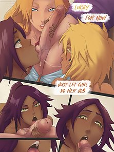 Ichigo gets a blowjob and titty fuck surprise from Rangikyu, Yoruichi and Harribel Ichigo gets a blowjob and titty fuck surprise from Rangikyu, Yoruichi and Harribel
