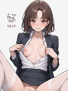 Thin woman in business suit gets gangbanged by her coworkers