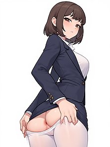 Thin woman in business suit gets gangbanged by her coworkers