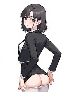 Thin woman in business suit gets gangbanged by her coworkers
