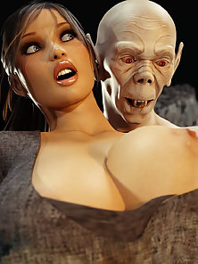 Lara Croft gets attacked by nosferatu monster that face fucks her