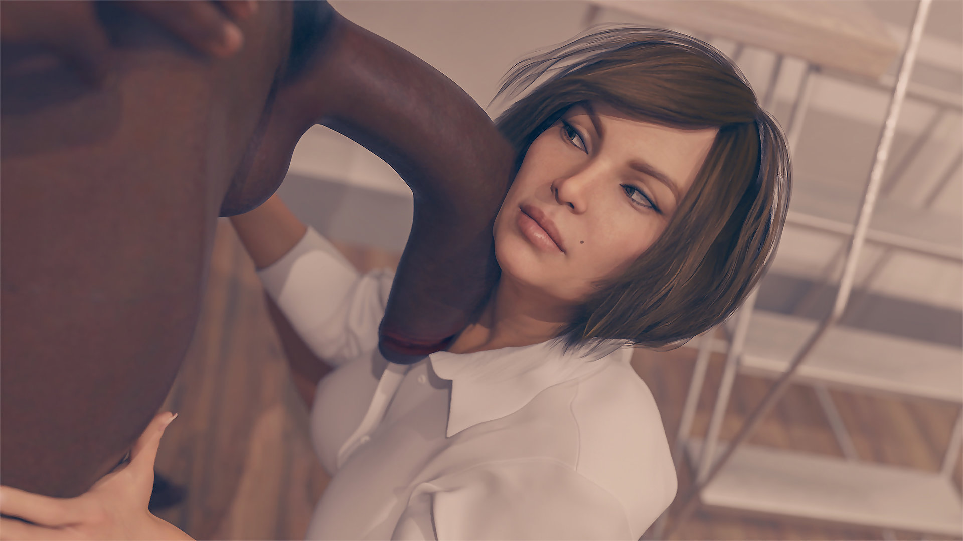 Cora 2 - Busty female boss fucks her big dicked black employee in the copy room