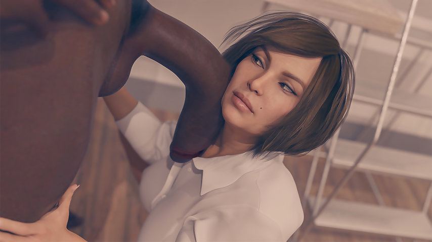 Cora 2 - Busty female boss fucks her big dicked black employee in the copy room thumbnail